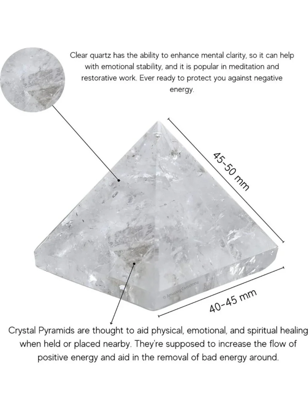 Clear Quartz Pyramid Crystal Healing Stone - 2